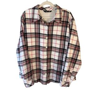 Riders by Lee Plaid Button Down Shirt - Black, Pink White Size XL Fleece Body